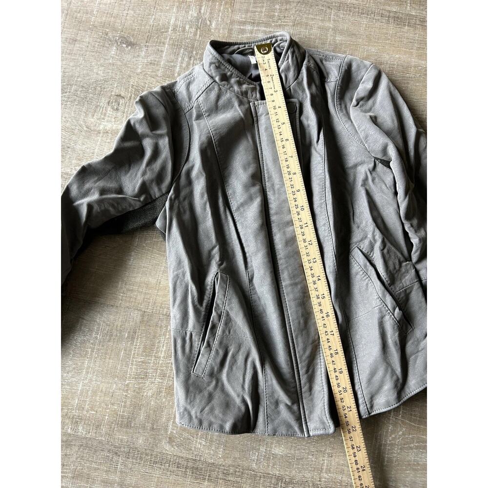 Free People Steel Mill Moto Jacket Womens 4 Gray Faux Leather Vegan NWT - Picture 7 of 14